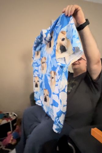 Custom Hawaiian Shirt For Dog Lovers | Personalized Puppy Lovers Gift | Leaves & Flowers Pattern Blue Color Aloha Shirt