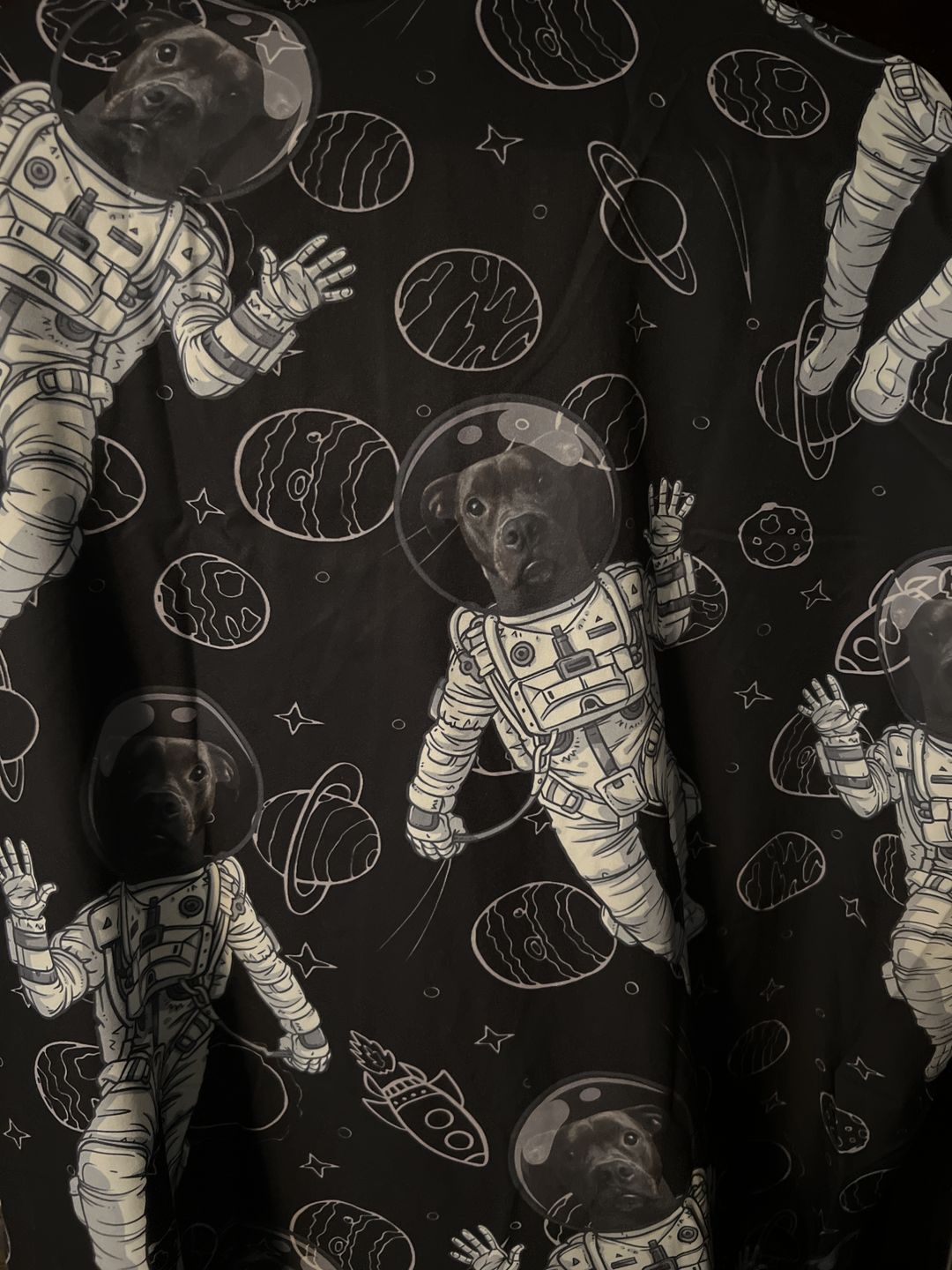 Chemise hawaïenne personnalisée avec visage d’animal de compagnie | Cadeau personnalisé pour les amoureux des animaux de compagnie | Chemise Aloha à motif spatial