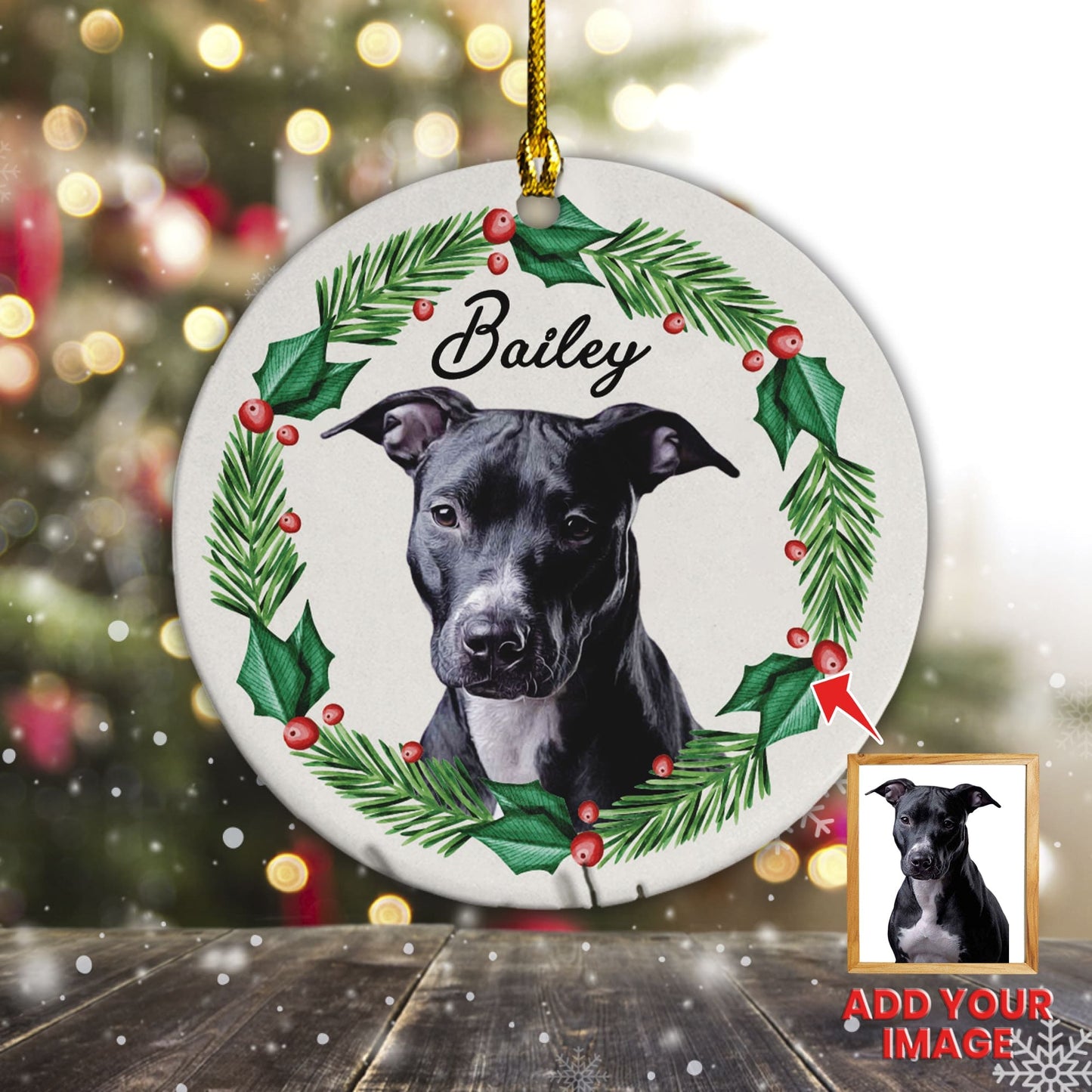Custom Pet Ornament Christmas Mistletoe