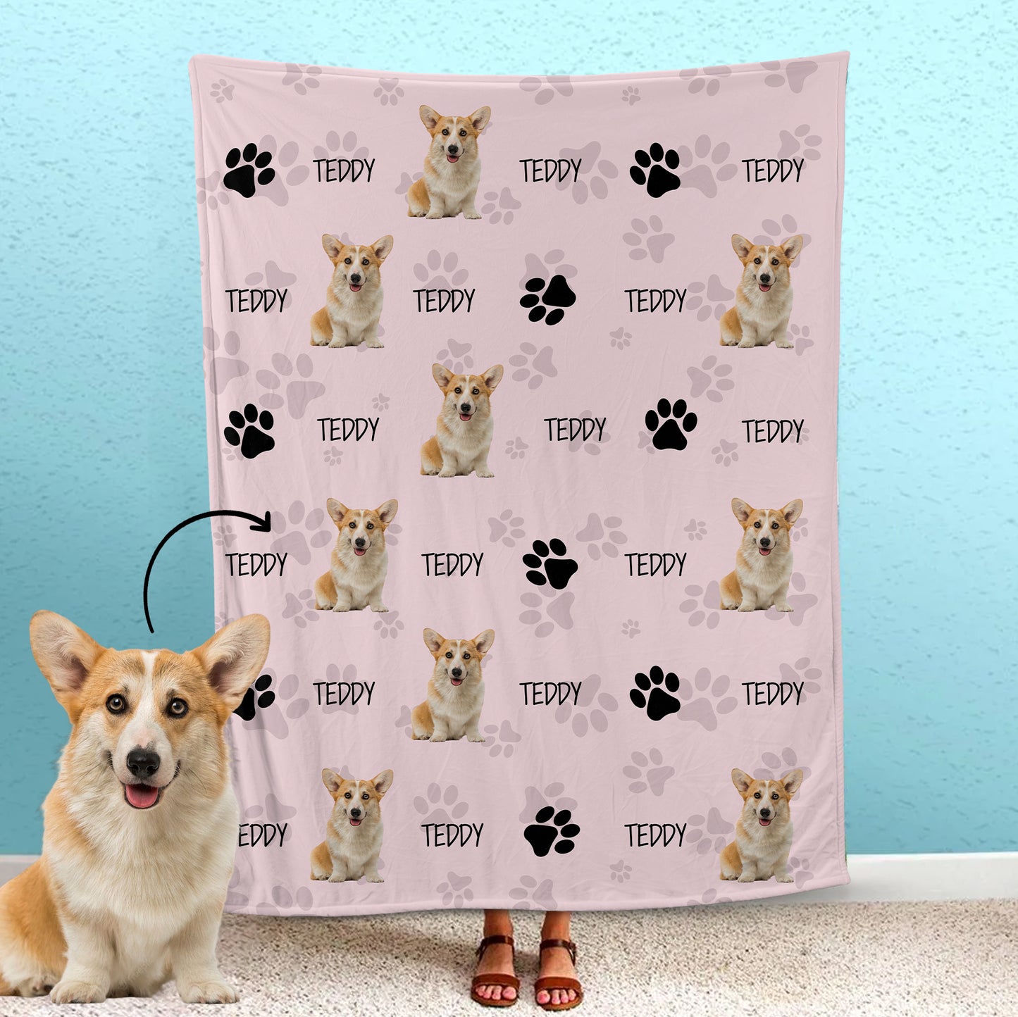 Custom Pet Fleece Blanket Line Pattern Gift For Pet's Parents