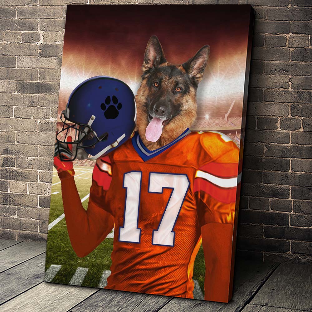 Custom American Football Pet Portrait, Custom Sports Pet Portrait, Custom  Dog Portrait, Football Portrait Canvas Art - Stunning Gift Store