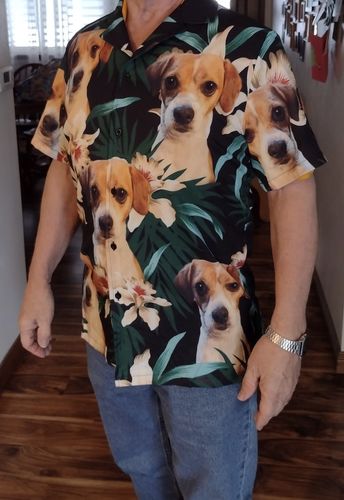 Custom Hawaiian Shirt For Dog Lovers | Personalized Puppy Lovers Gift | Leaves & Flowers Pattern Dark Green Color Aloha Shirt