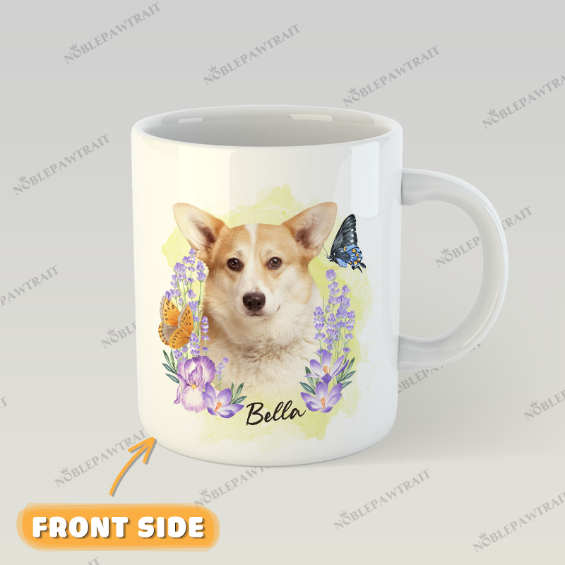 Lavender Wreath Watercolor Custom Pet Mug - Noble Pawtrait