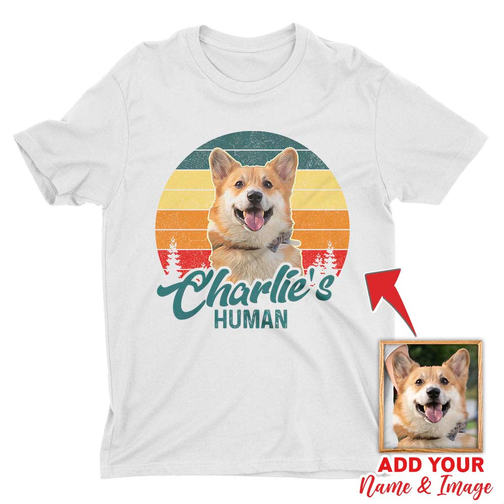 T-shirt personnalisé avec visage d’animal de compagnie | Cadeau personnalisé pour les amoureux des chiens et des chats | T-shirt unisexe de style vintage humain pour animaux de compagnie