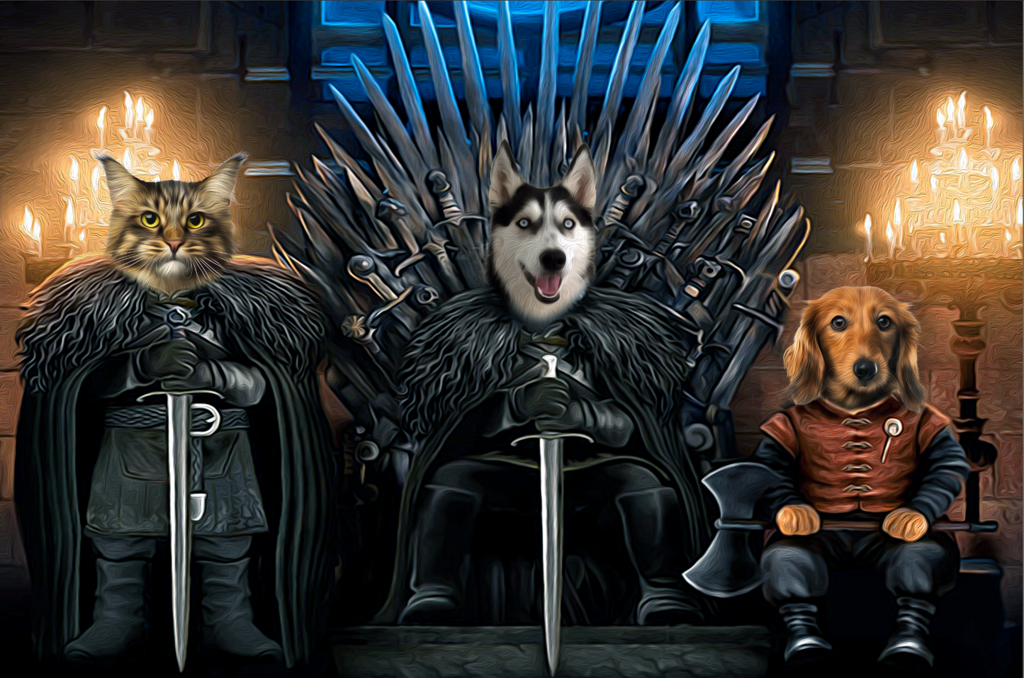 The Iron Paw Throne Custom Pet Portrait - Noble Pawtrait