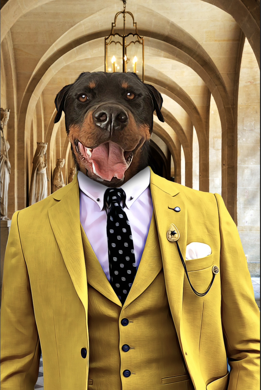 The Yellow Suit Custom Pet Portrait Canvas - Noble Pawtrait