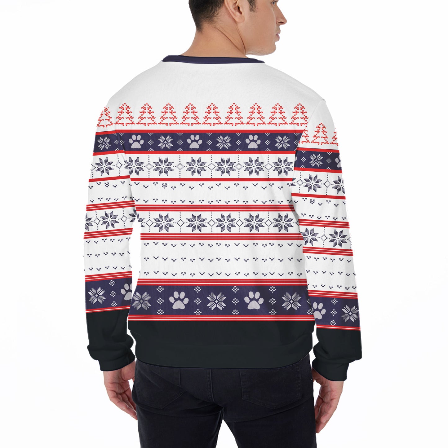 Pull laid partout imprimé personnalisé joyeux Noël couleur blanche