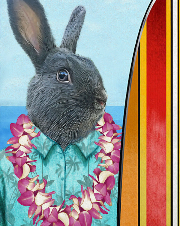 The Surfer Custom Pet Portrait - Noble Pawtrait