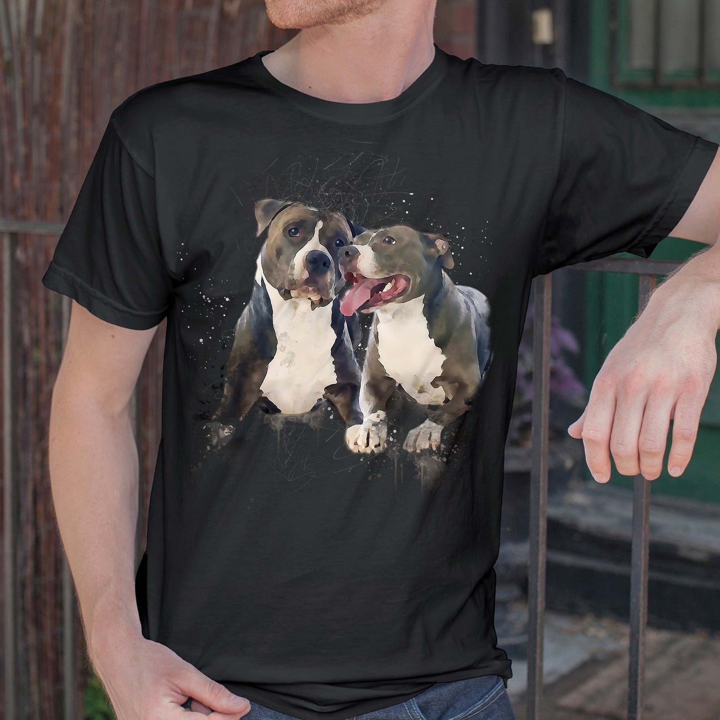 T-shirt personnalisé avec visage d’animal de compagnie | Cadeau personnalisé pour les amoureux des chiens et des chats | T-shirt unisexe de style aquarelle