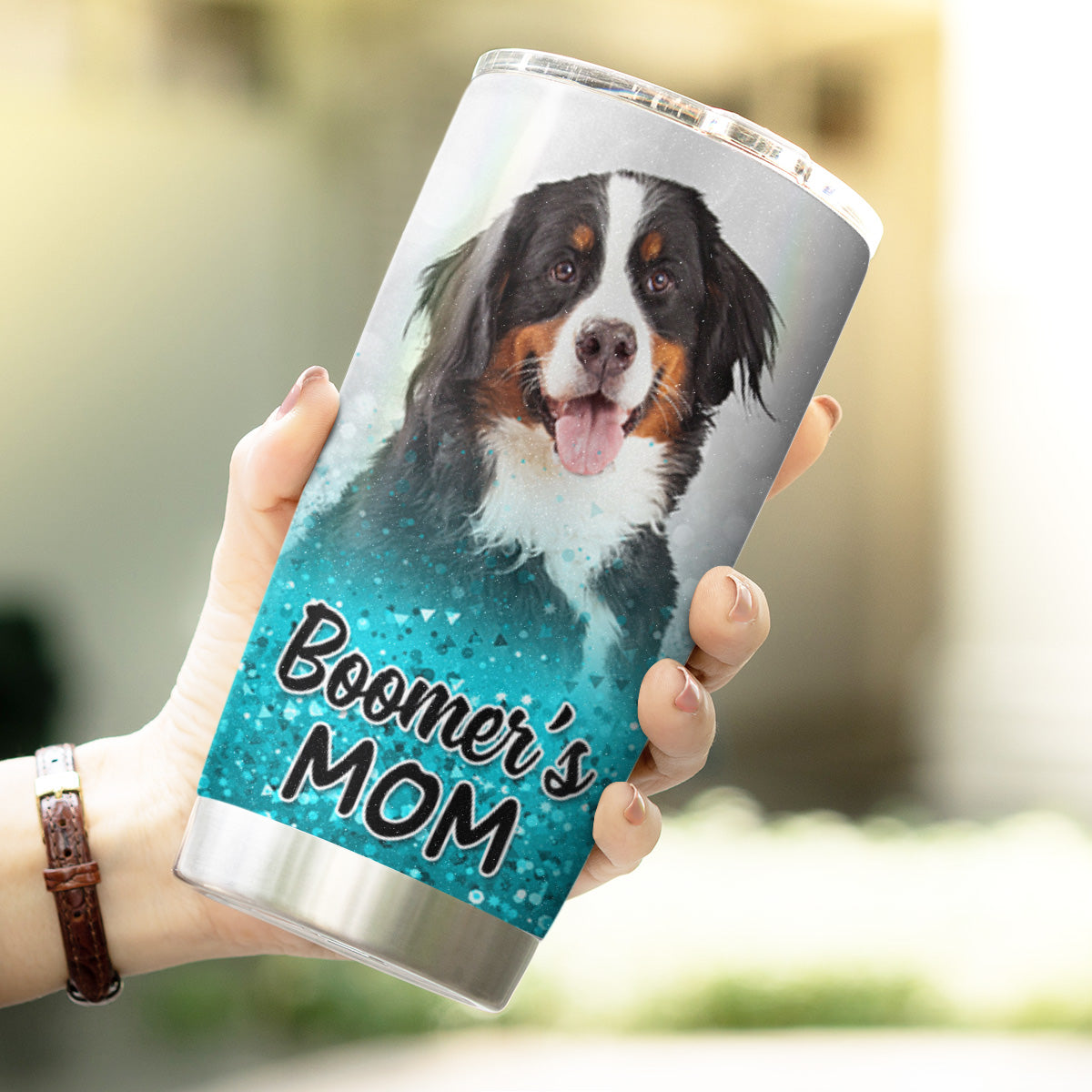 Custom Pet Glitter Pattern 20oz Personalized Tumbler (Blue Color)