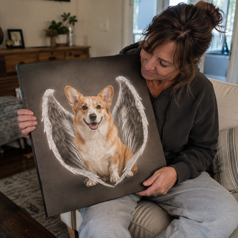 Pet memorial portrait customer