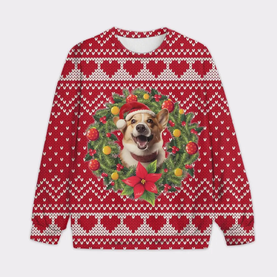 Custom Your Own Christmas Wearth Sweater With Your Pet Face