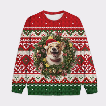 Custom Your Own Christmas Wearth Sweater With Your Pet Face