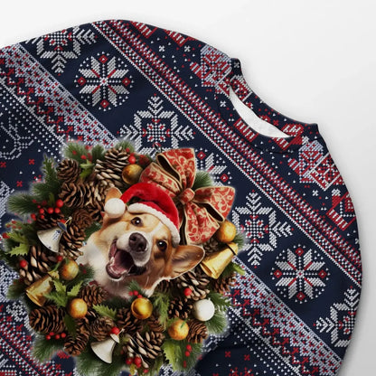Personnalisez votre propre pull couronne de Noël avec le visage de votre animal de compagnie