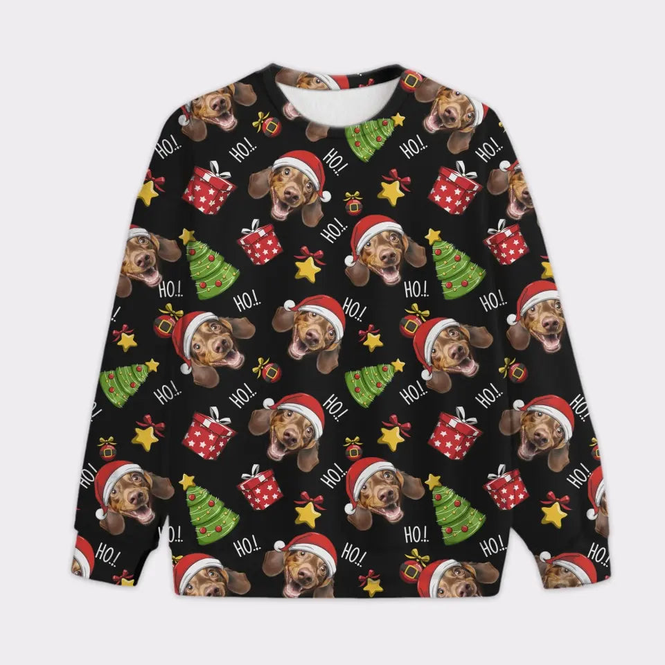Custom Your Own Ho Ho Ho Sweater With Your Pet Face