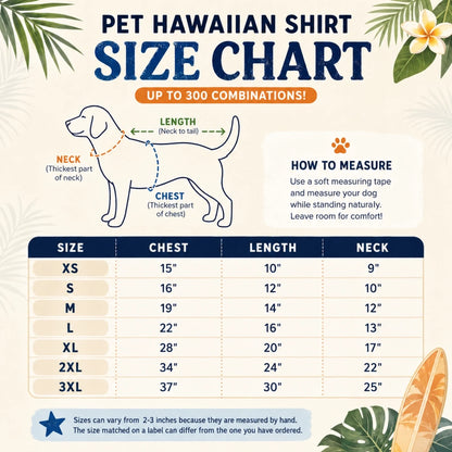 pet size chart