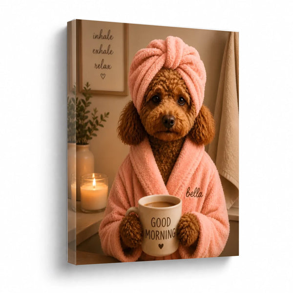 Custom Pet Bathroom Portrait – Personalized Pet Wall Art - Good Morning Edition