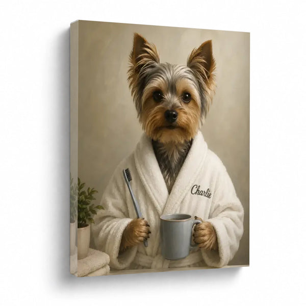 Personalized Pet Bathroom Portrait – Custom Canvas & Framed Print