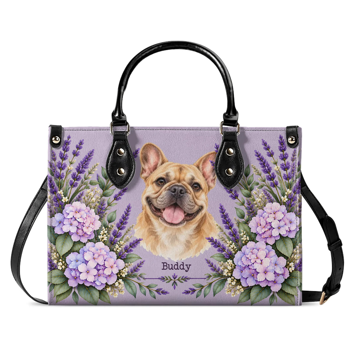 Lavender Garden – Custom Pet Portrait Handbag