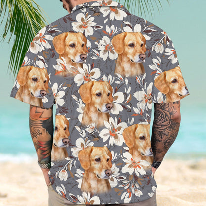 Custom Hawaiian Shirt With Pet Face | Personalized Gift For Pet Lovers | Watercolor Flower Gray Color Aloha Shirt