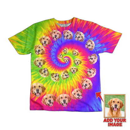 All Over Print Tie Dye Rainbow Colorful Custom Pet T-shirt