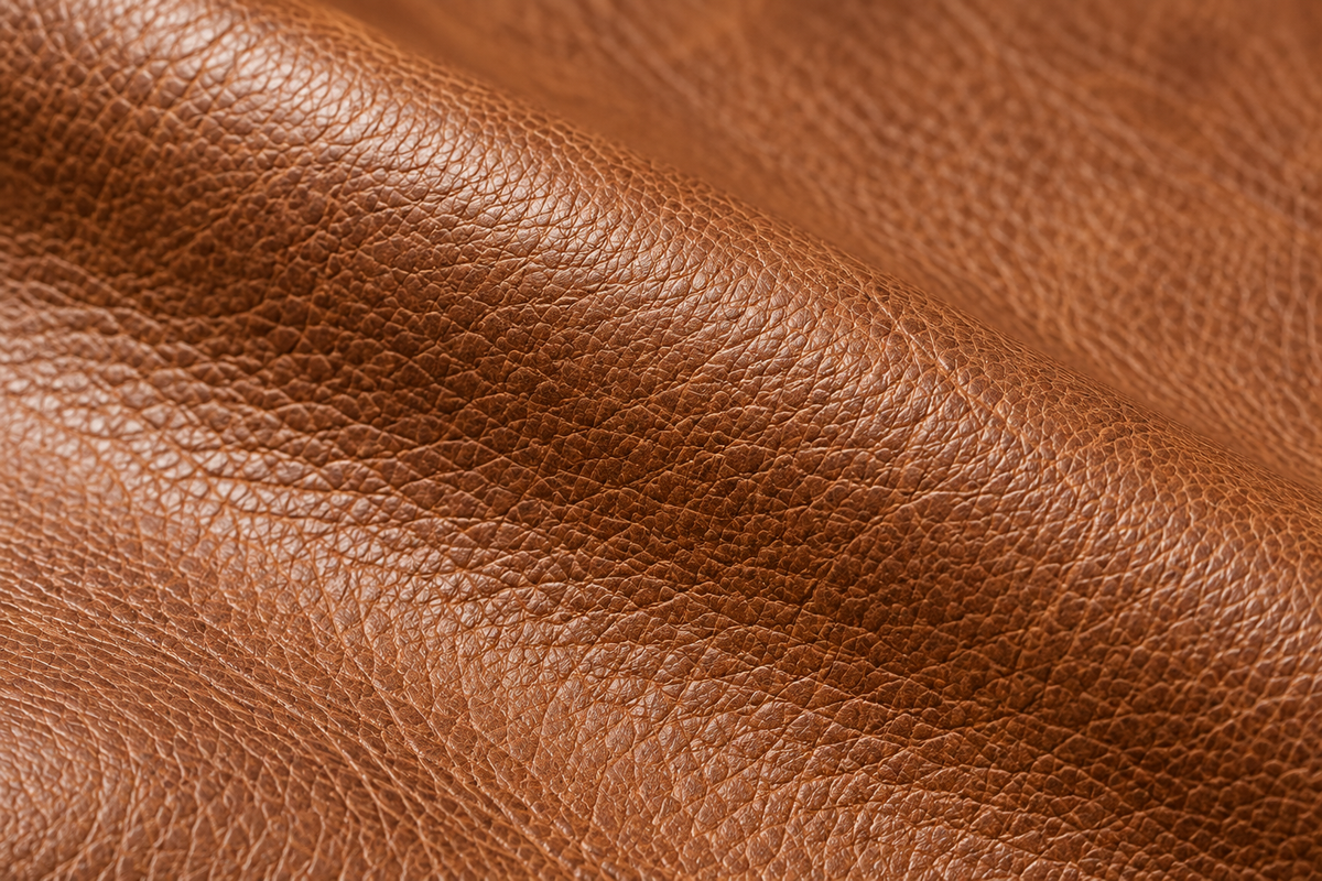 Close-up of top-grain leather material