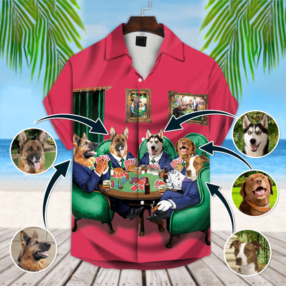 Custom Dog Poker Short-Sleeve Hawaiian Shirt | Personalized Puppy Lovers Gift | Aloha Shirt