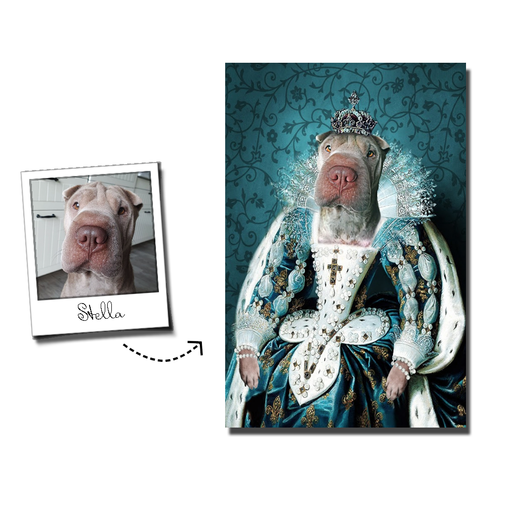 The Queen Custom Pet Portrait Digital Download - Noble Pawtrait