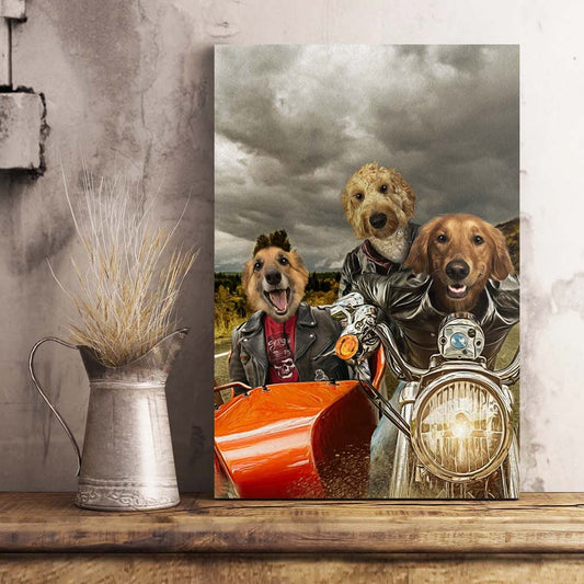 The Three Biker Custom Pet Portrait Canvas - Noble Pawtrait