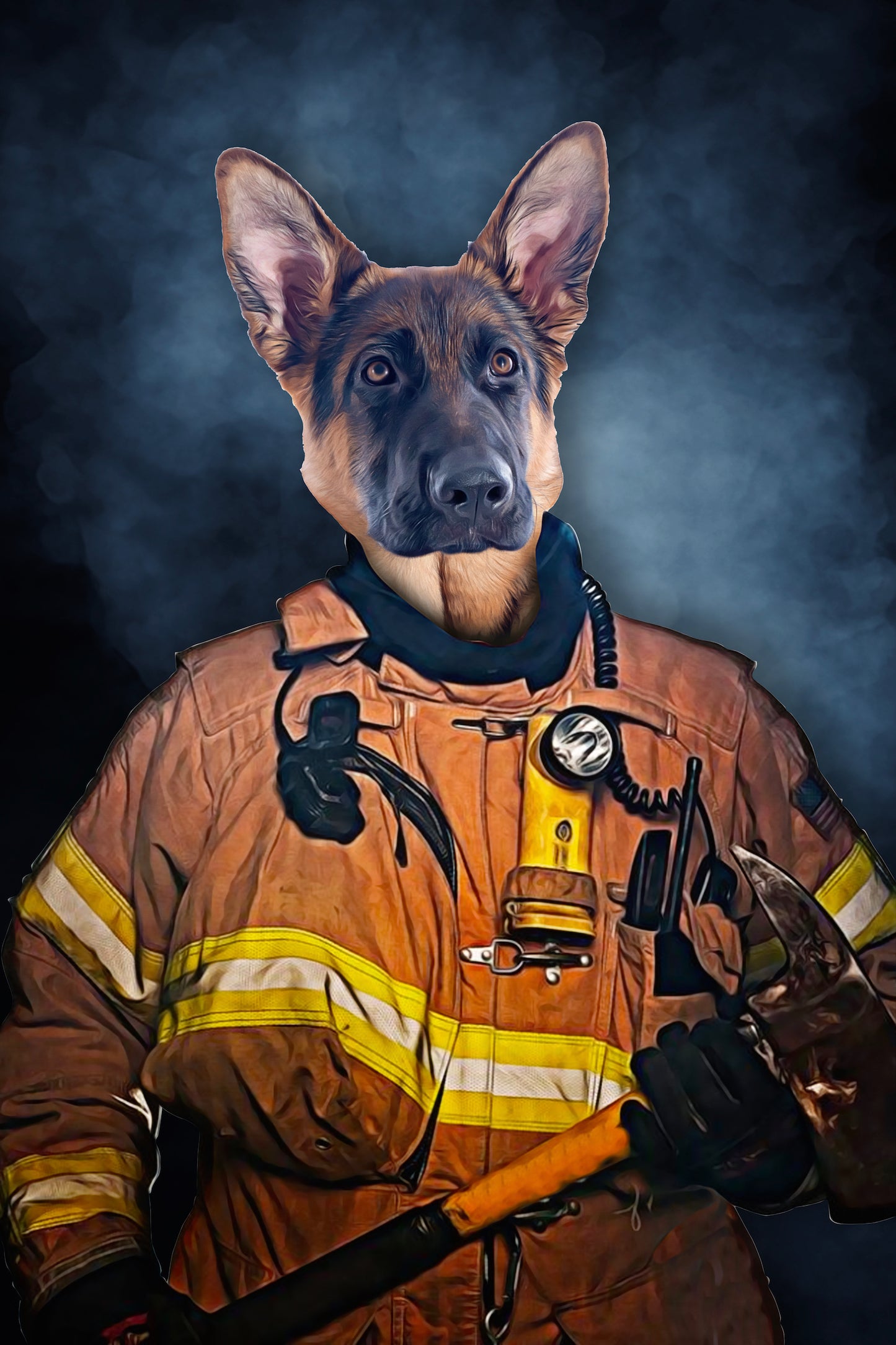 The Firefighter Custom Pet Portrait - Noble Pawtrait