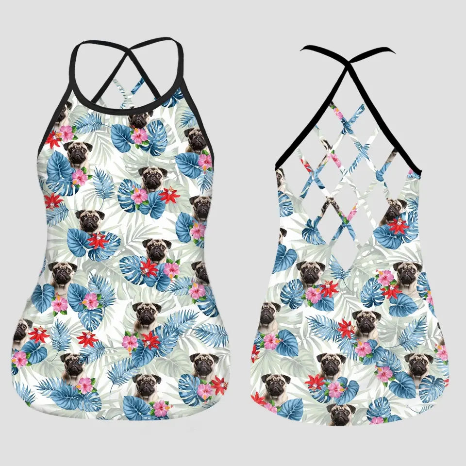 Custom Your Own Summer Criss Cross Tank Top With Your Pet Photo