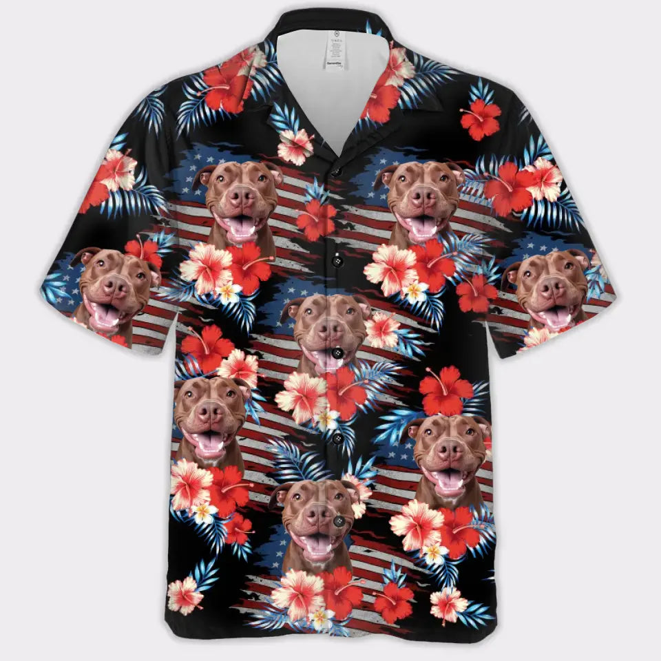 Create Your Own 4th July Hawaiian Shirt With Your Pet Photo
