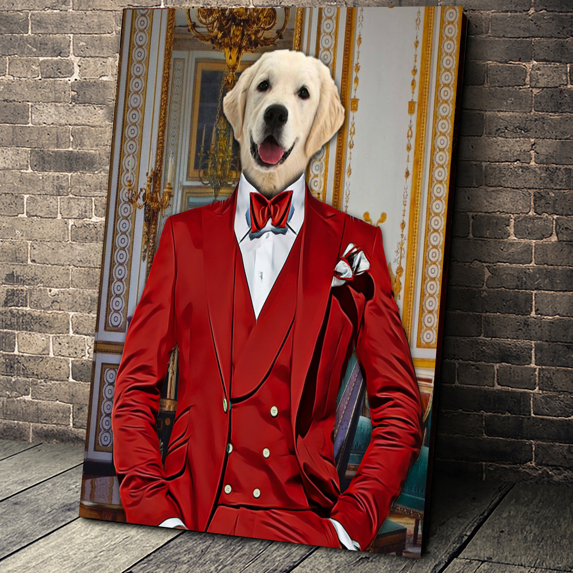 The Red Suit Custom Pet Portrait - Noble Pawtrait