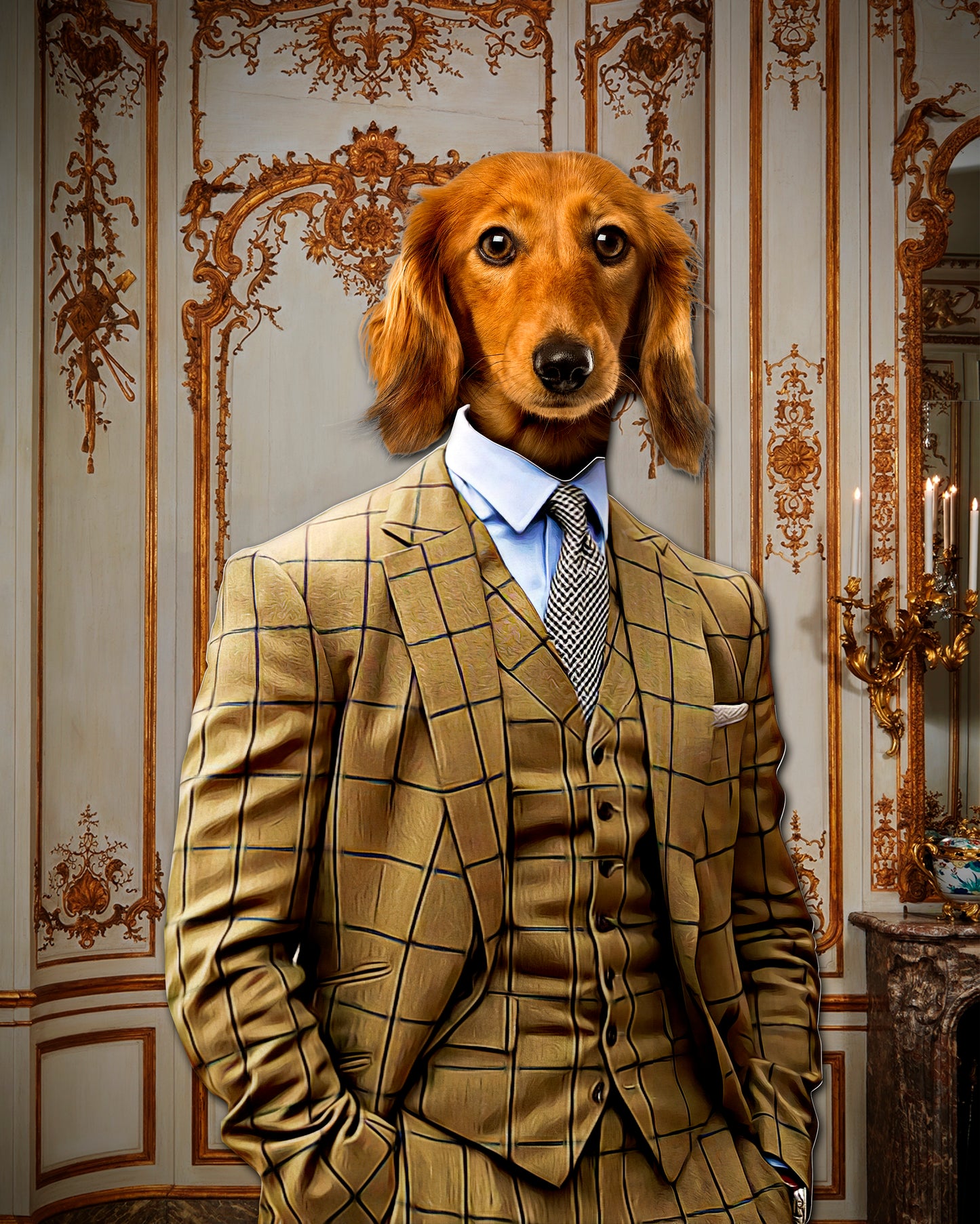 The Brown Suit Custom Pet Portrait Poster - Noble Pawtrait