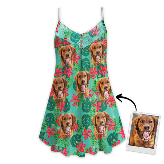 Robe camisole personnalisée à motif de feuilles et de fleurs, cadeau personnalisé pour maman de chien (couleur menthe)