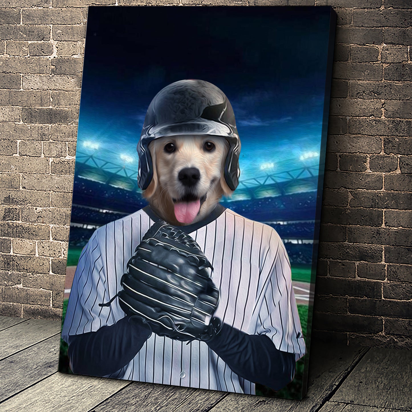 The Baseball Player Custom Canvas Pet Portrait - Noble Pawtrait