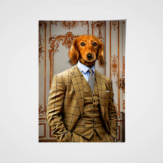 The Brown Suit Custom Pet Portrait Poster - Noble Pawtrait