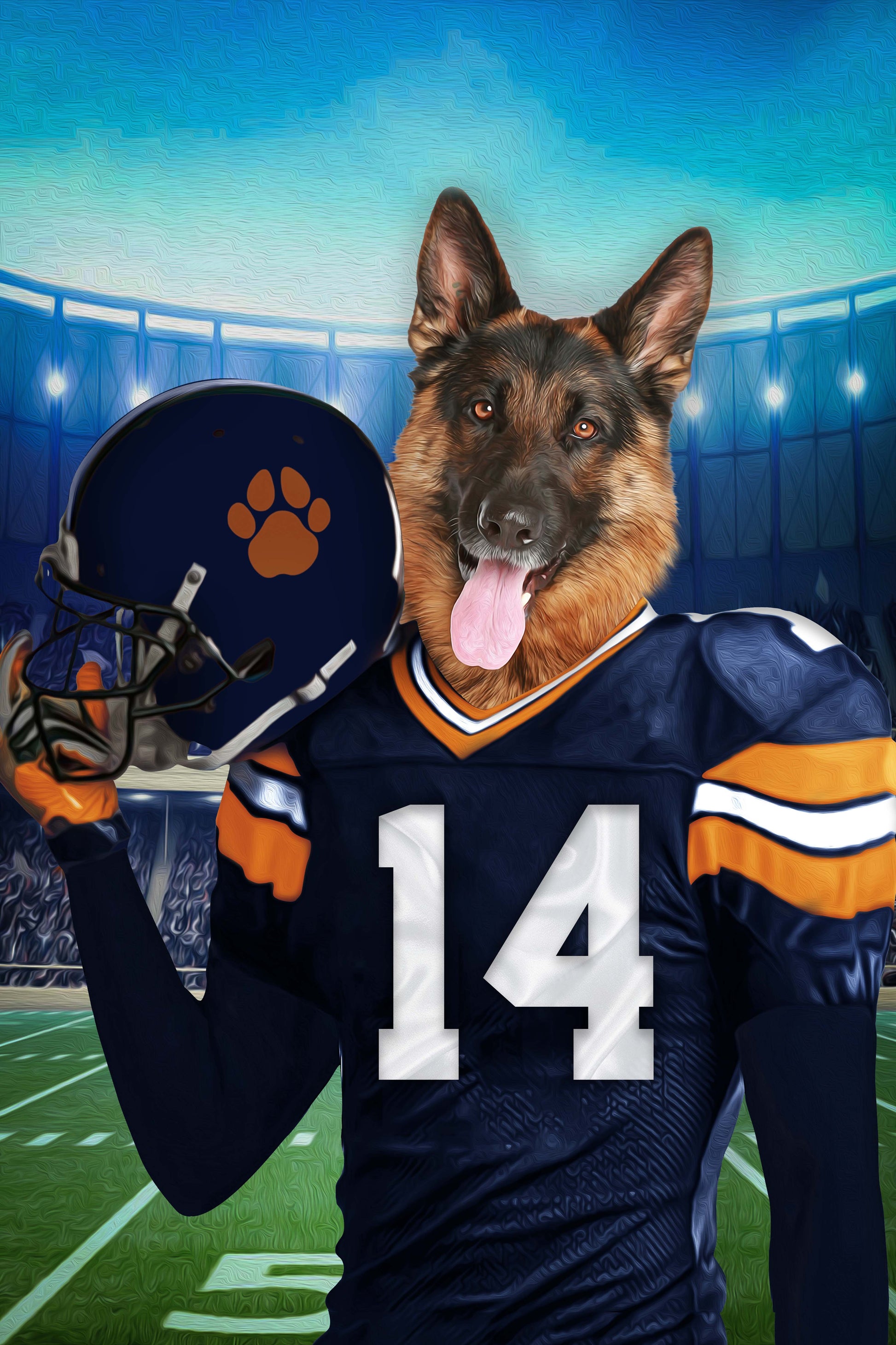 Custom American Football Pet Portrait Sports Pet Portrait 