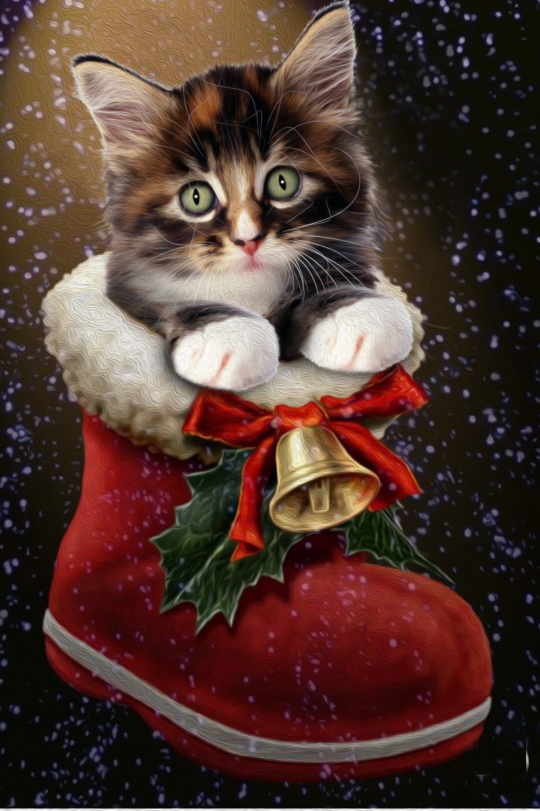 The Christmas Sock Custom Pet Portrait Digital Download - Noble Pawtrait