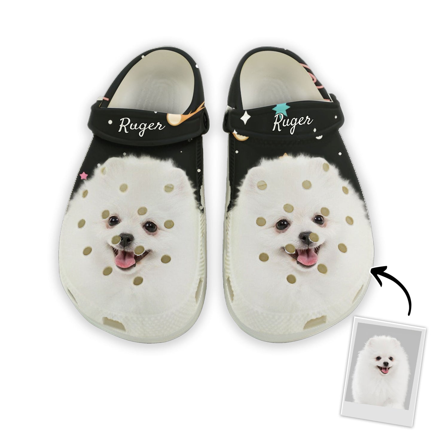 Custom Clogs With Pet Face | Personalized Gift For Pet Lovers | Colorful Galaxy Photo