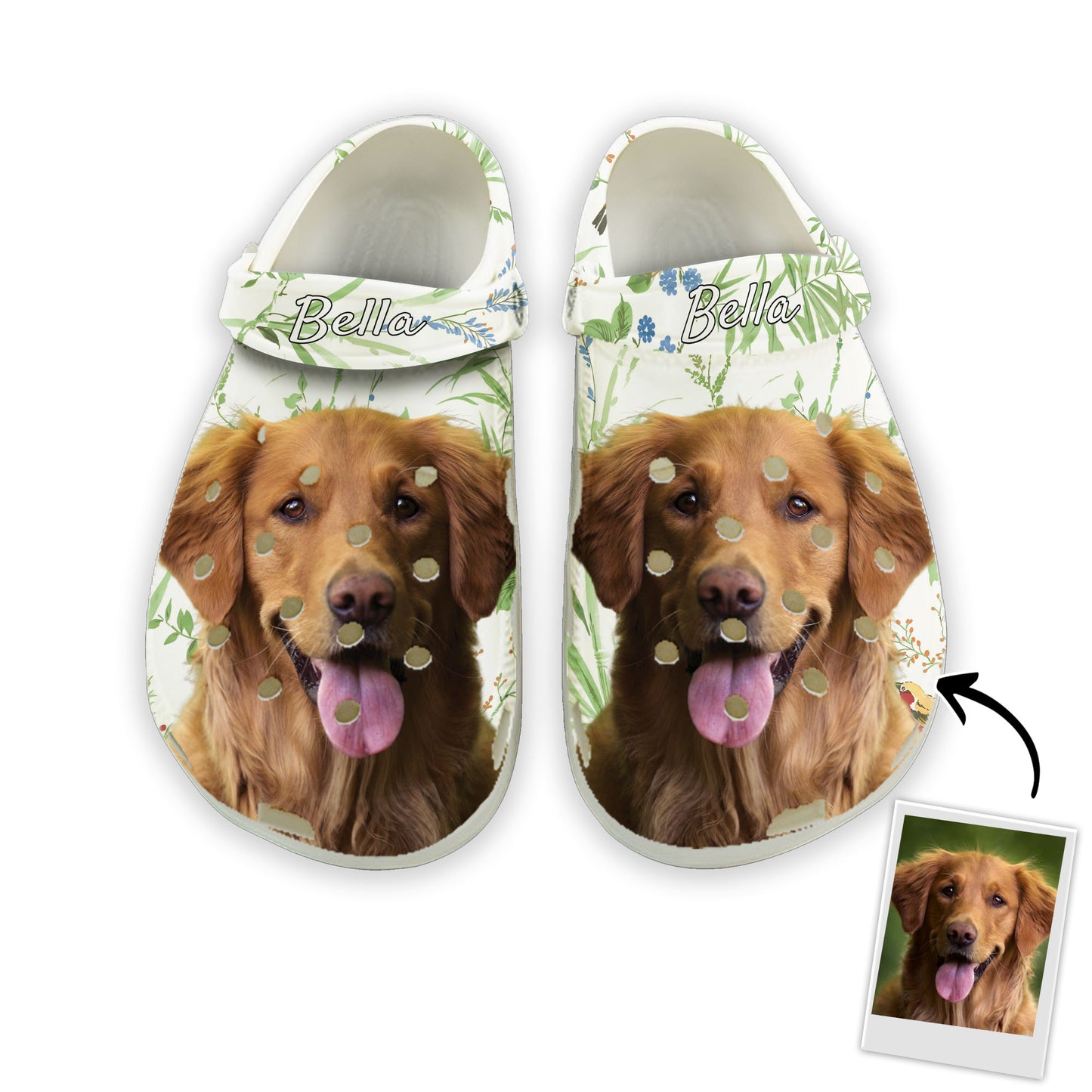 Custom Clogs With Pet Face | Personalized Gift For Pet Lovers | Imperial Garden Green Photo