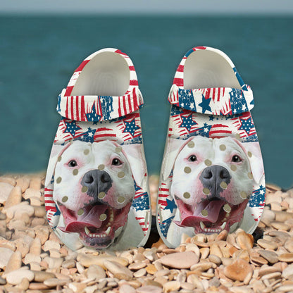 Custom Clogs With Pet Face | Personalized Gift For Pet Lovers | Red & Blue Photo