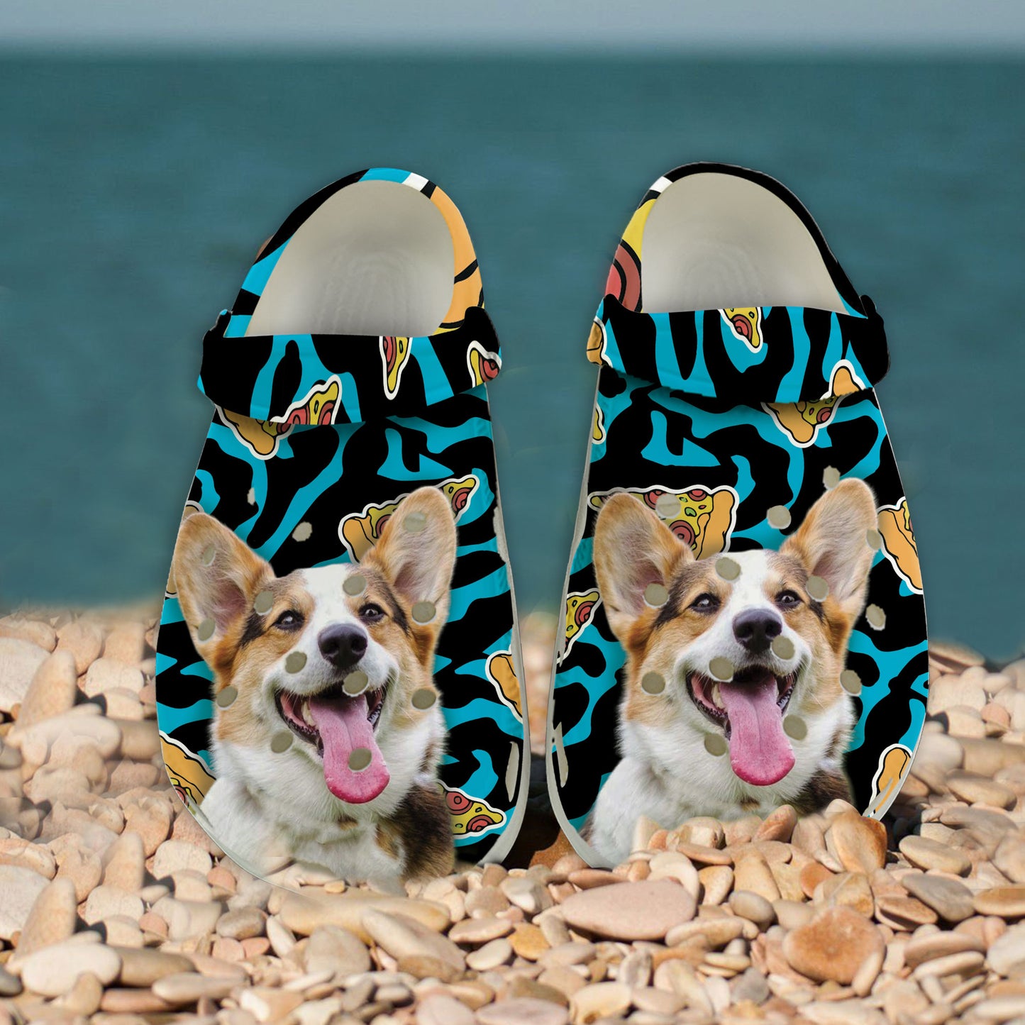 Custom Clogs With Pet Face | Personalized Gift For Pet Lovers | Pizza Photo