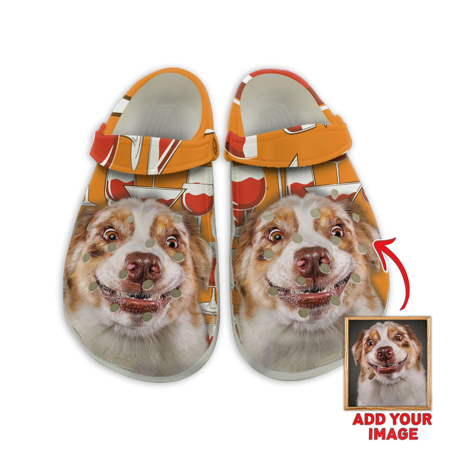 Custom Clogs With Pet Face | Personalized Gift For Pet Lovers | Wine Glass Photo