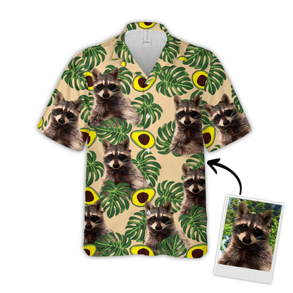 Custom Hawaiian Shirt For Dog Lovers | Personalized Puppy Lovers Gift | Avocado & Leaves Pattern Lemon Zest Color Aloha Shirt