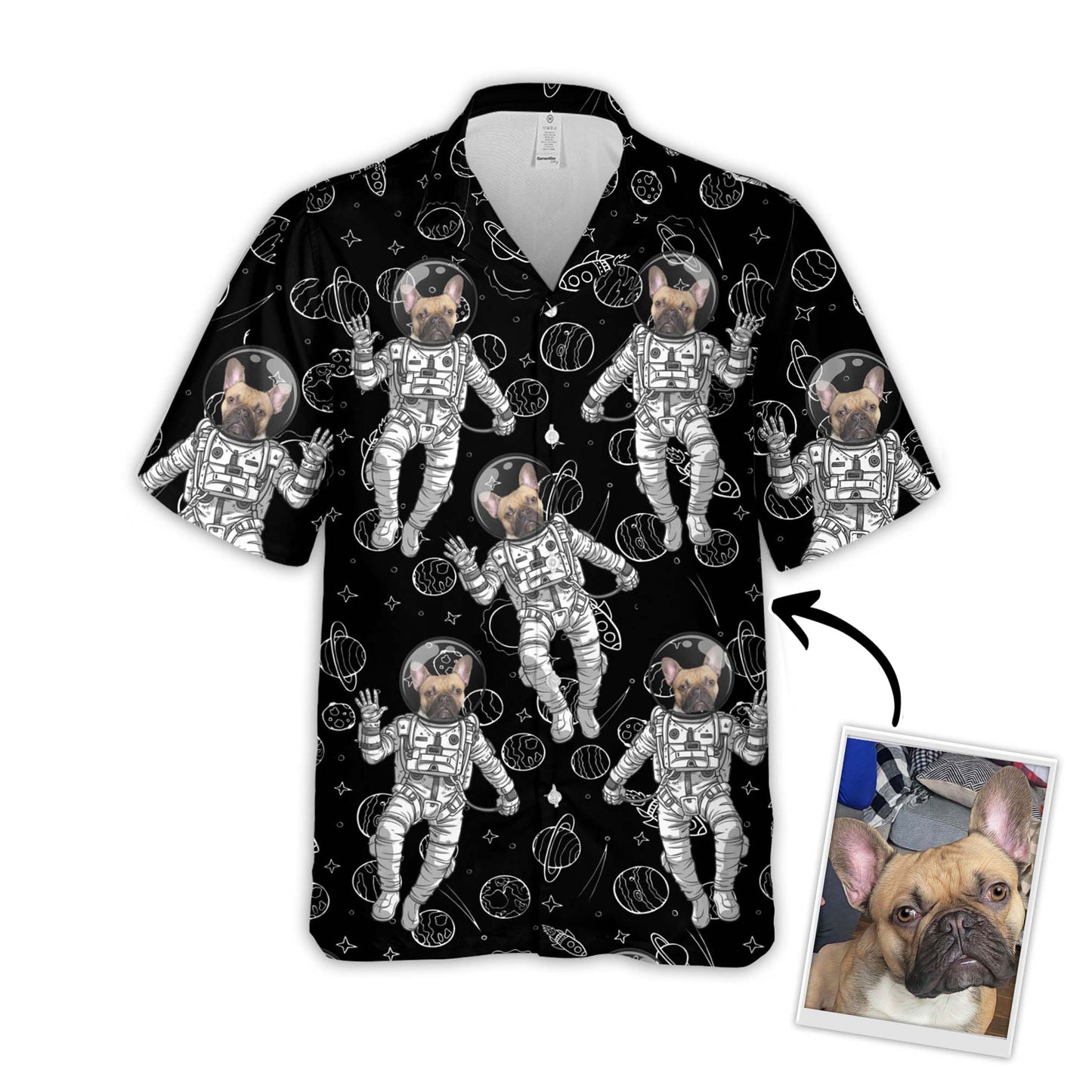 Custom Hawaiian Shirt With Pet Face | Personalized Gift For Pet Lovers | Space Pattern Aloha Shirt