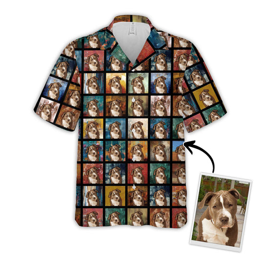 Custom Hawaiian Shirt With Pet Face | Personalized Gift For Pet Lovers | Square Portrait Pattern Aloha Shirt