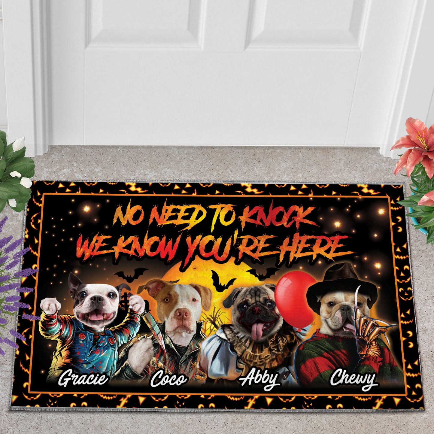 No Need To Knock Custom 4 Pets Doormat - Noble Pawtrait