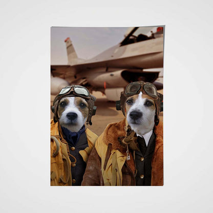 The Duo Pilots Custom Pet Portrait Poster - Noble Pawtrait