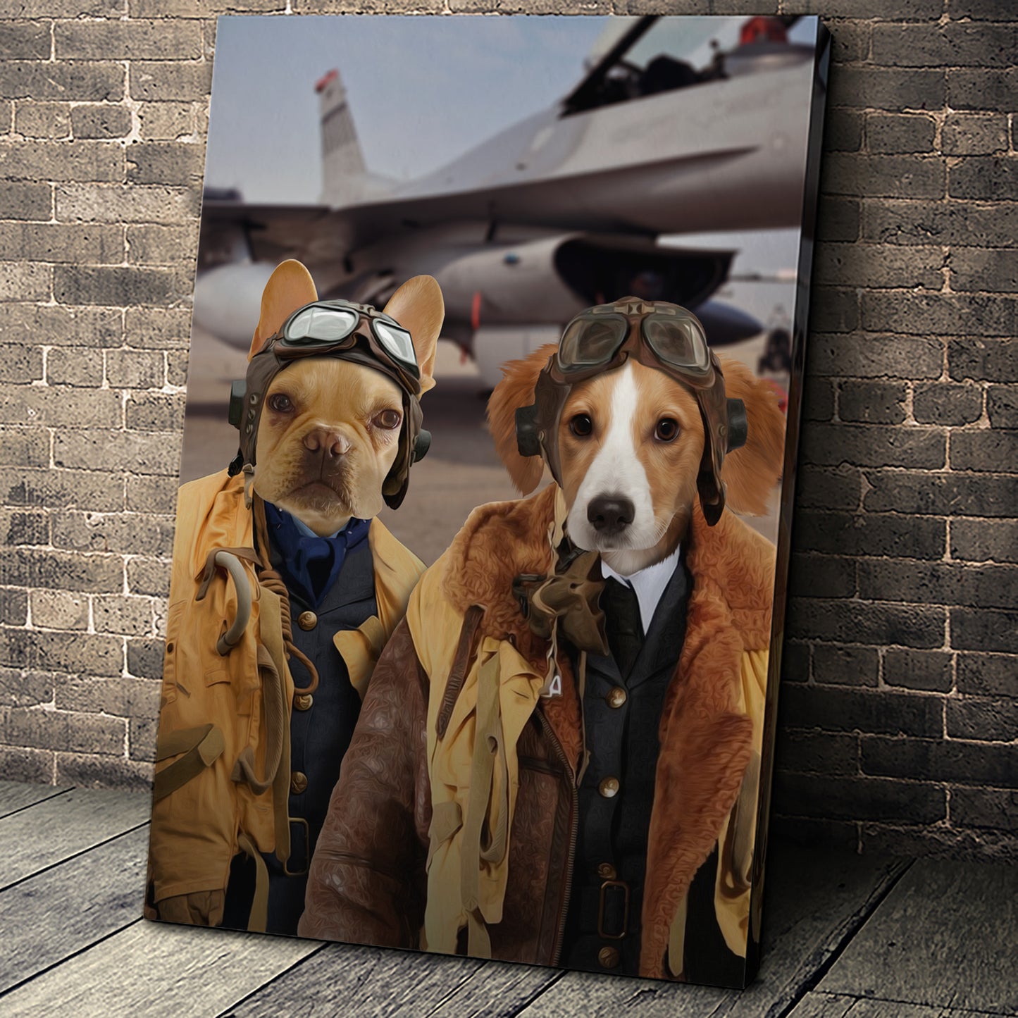 The Duo Pilots Custom Pet Portrait Canvas - Noble Pawtrait